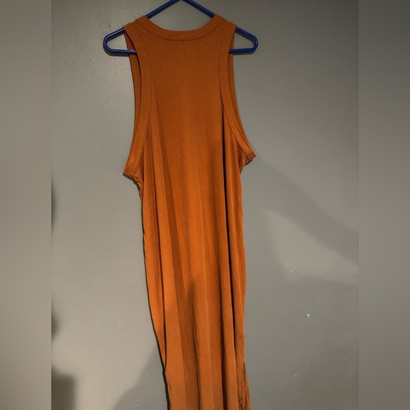 Orange Sleeveless Bodycon Maxi Dress Scoop Neck - Picture 6 of 6